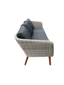 MORNINGTON - 5 Seater Outdoor Timber Table Wicker Lounge Set