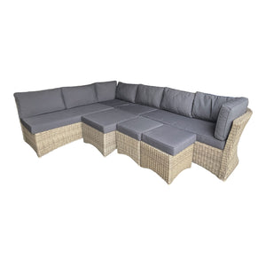 BRIGHTON - 8 Seater Outdoor Wicker Rectangle Table Lounge Set