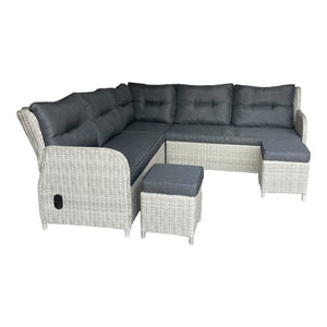 Armadale Outdoor PE Wicker Reclining Corner Lounge Set with Ottomans