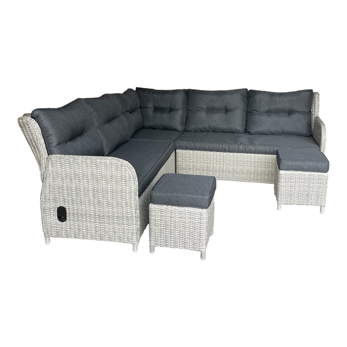 Armadale Outdoor PE Wicker Reclining Corner Lounge Set with Ottomans