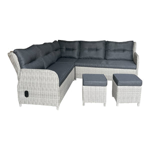 Armadale Outdoor PE Wicker Reclining Corner Lounge Set with Ottomans