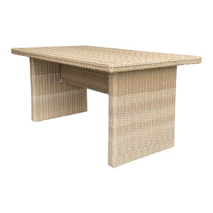 ASHBURTON – 160cm Outdoor Rectangle Dining Table | Weatherproof Wicker & Powder-Coated Aluminium Frame (W160 x D90 x H75cm)