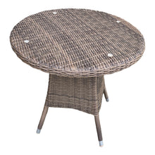 DONVALE - 3 Piece Outdoor Wicker Round Coffee Table and Stacking Chair Set