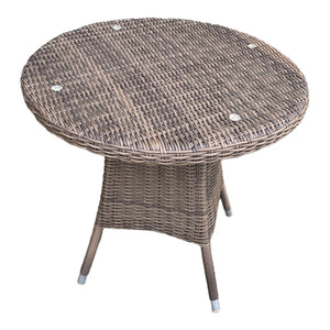 DONVALE - 3 Piece Outdoor Wicker Round Coffee Table and Stacking Chair Set