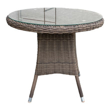 DONVALE - 3 Piece Outdoor Wicker Round Coffee Table and Stacking Chair Set