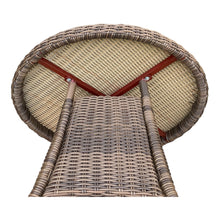 DONVALE - 3 Piece Outdoor Wicker Round Coffee Table and Stacking Chair Set