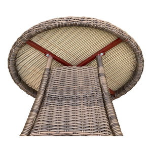 DONVALE - 3 Piece Outdoor Wicker Round Coffee Table and Stacking Chair Set