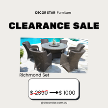 Richmond 8‑Piece Outdoor Wicker Dining Set – Dark Brown & Beige (Lazy-Susan Extra Cost)