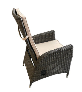 McKINNON - 8 Piece Outdoor Wicker Recliner Dining Set with Lazy Susan