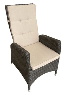 McKINNON - 8 Piece Outdoor Wicker Recliner Dining Set with Lazy Susan