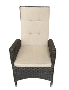 McKINNON - 8 Piece Outdoor Wicker Recliner Dining Set with Lazy Susan
