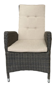 McKINNON - 8 Piece Outdoor Wicker Recliner Dining Set with Lazy Susan