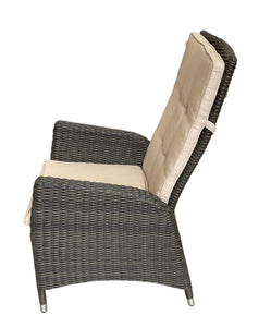 McKINNON - 8 Piece Outdoor Wicker Recliner Dining Set with Lazy Susan