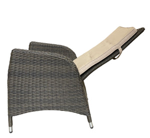 McKINNON - 8 Piece Outdoor Wicker Recliner Dining Set with Lazy Susan