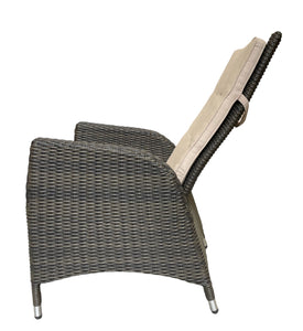 McKINNON - 8 Piece Outdoor Wicker Recliner Dining Set with Lazy Susan