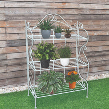 RESERVOIR 3-tier white metal plant stand with various potted plants - DECOR STAR