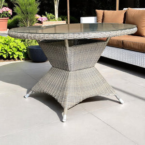 Ormond 120cm Outdoor Round Dining Table – Handwoven All-Weather PE Wicker