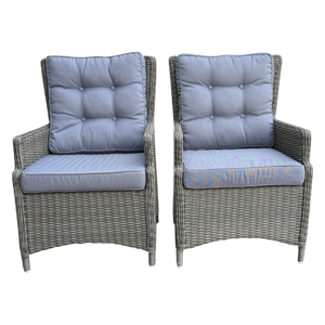 ESSENDON - Set of 2 Outdoor PE Wicker High-Back Chairs with Cushions