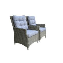 Two grey PE wicker chairs with blue cushions - DECOR STAR