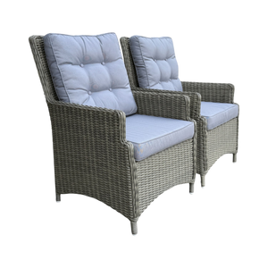 ESSENDON - Set of 2 Outdoor PE Wicker High-Back Chairs with Cushions