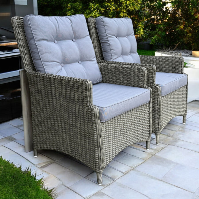 ESSENDON - Set of 2 Outdoor PE Wicker High-Back Chairs with Cushions