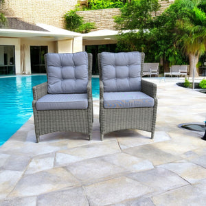 ESSENDON - Set of 2 Outdoor PE Wicker High-Back Single Chairs