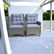 ESSENDON - Set of 2 Outdoor PE Wicker High-Back Chairs with Cushions