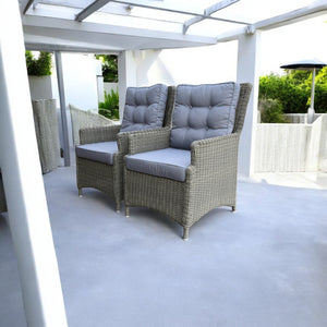 ESSENDON - Set of 2 Outdoor PE Wicker High-Back Chairs with Cushions