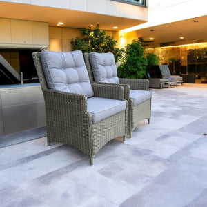 ESSENDON - Set of 2 Outdoor PE Wicker High-Back Chairs with Cushions