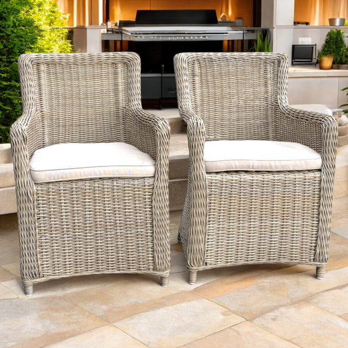 ASHBURTON – Set of 2 All-Weather Synthetic Wicker Patio Dining Chairs