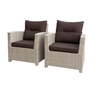 CAMBERWELL - Set of 2 Outdoor PE Wicker Armchairs with Cushions