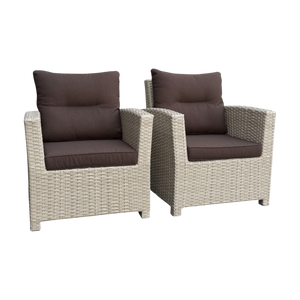 CAMBERWELL - Set of 2 Outdoor PE Wicker Armchairs with Cushions