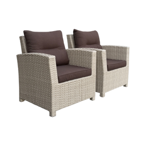 CAMBERWELL - Set of 2 Outdoor PE Wicker Armchairs with Cushions