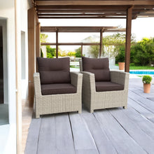 CAMBERWELL - Set of 2 Outdoor PE Wicker Armchairs with Cushions