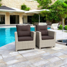 CAMBERWELL - Set of 2 Outdoor PE Wicker Armchairs with Cushions