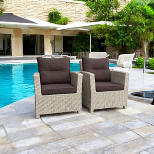 CAMBERWELL - Set of 2 Outdoor PE Wicker Armchairs with Cushions
