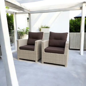 CAMBERWELL - Set of 2 Outdoor PE Wicker Armchairs with Cushions