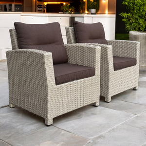CAMBERWELL - Set of 2 Outdoor PE Wicker Armchairs with Cushions