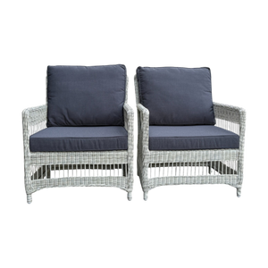 EAGLEMONT - Set of 2 Outdoor PE Wicker Armchairs with Cushions