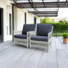 EAGLEMONT - Set of 2 Outdoor PE Wicker Armchairs with Cushions
