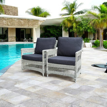 EAGLEMONT - Set of 2 Outdoor PE Wicker Armchairs with Cushions