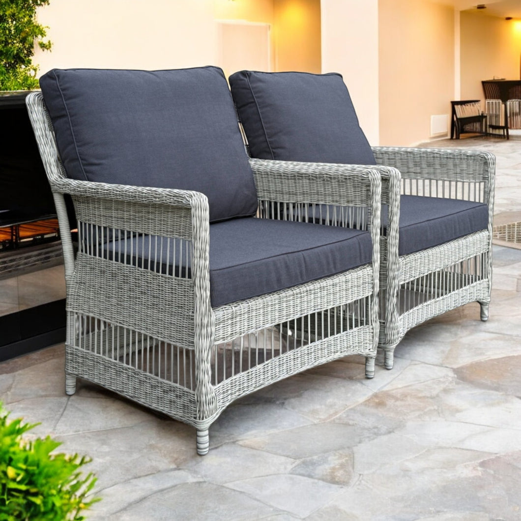 EAGLEMONT - Set of 2 Outdoor PE Wicker Armchairs with Cushions