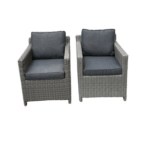 ELWOOD - Set of 2 Outdoor PE Wicker Chairs with Cushions