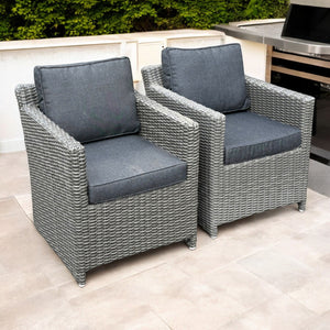 ELWOOD - Set of 2 Outdoor PE Wicker Chairs with Cushions