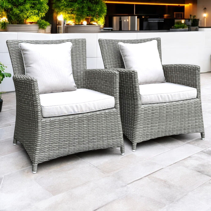 GLEN IRIS - Set of 2 Outdoor PE Wicker Balcony Chairs with Cushions