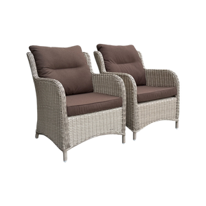 MONT ALBERT - Set of 2 Outdoor PE Wicker Armchairs with Cushions