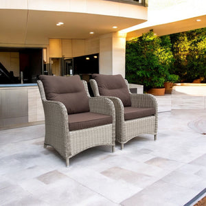 MONT ALBERT - Set of 2 Outdoor PE Wicker Armchairs with Cushions