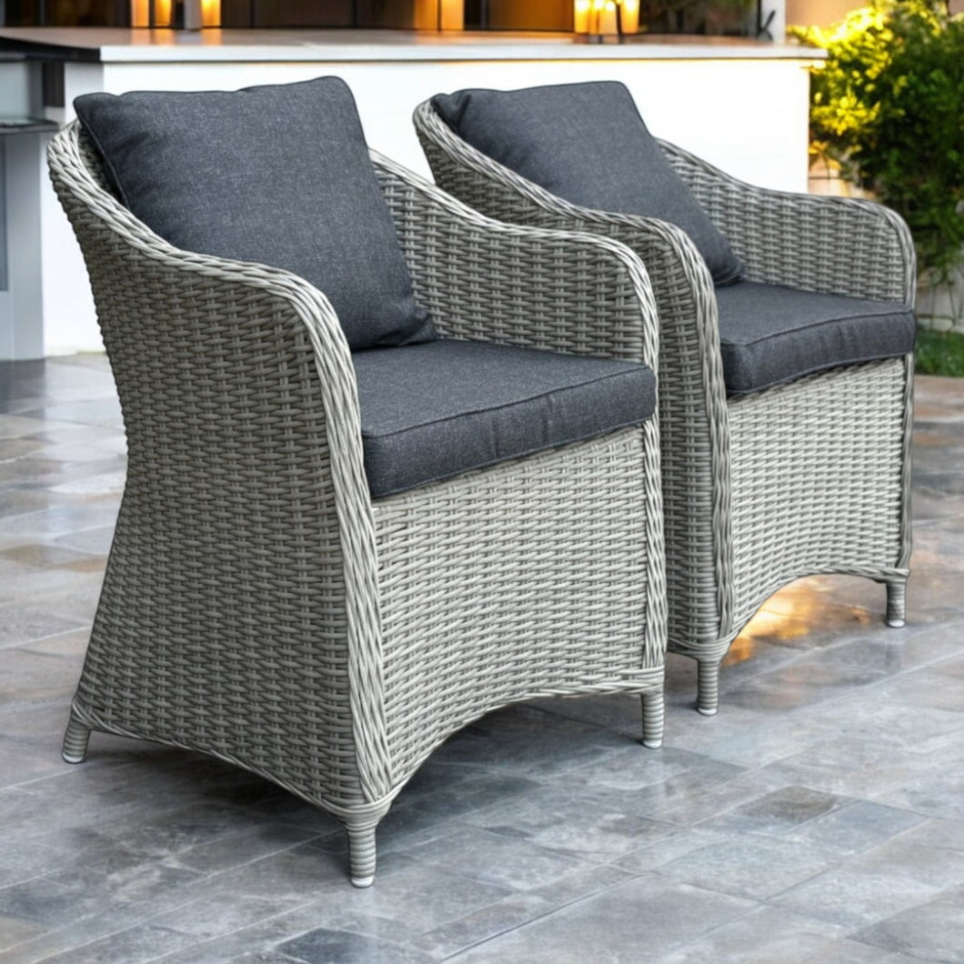 PRESTON - Set of 2 Outdoor PE Wicker Patio Chairs