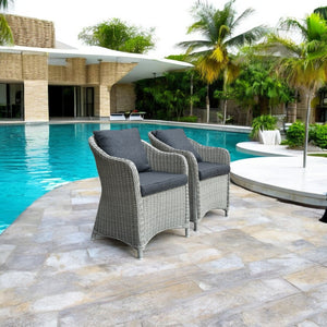 PRESTON - Set of 2 Outdoor PE Wicker Patio Chairs