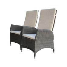 Set of 2 Outdoor PE Wicker Gas Spring Recliner Highback Dining Chairs